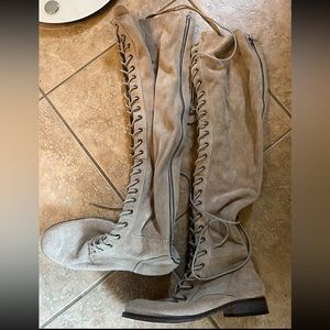 Free people over knee lace up boots size 10